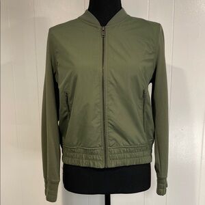 Banana Republic Jacket Bomber Zipper Pockets Ribbed Olive Green Size Extra Small